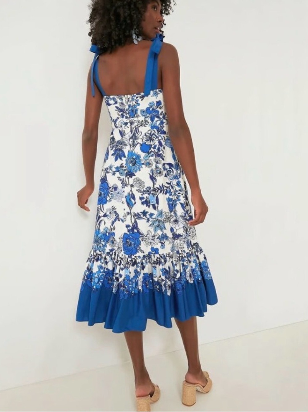 Cara Cara Flower Grid Blue Belvedere Dress - Picture 4 of 16